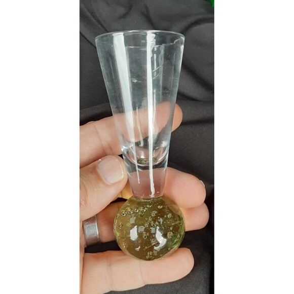 Vtg Set of 4 CORDIALS Liqueur SHOT Glasses Air Bubble Colored Ball Bottom Bases - Picture 8 of 8